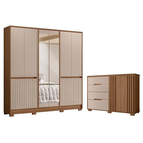 Guarda-Roupa Casal Alasca e Cômoda Texas Moval