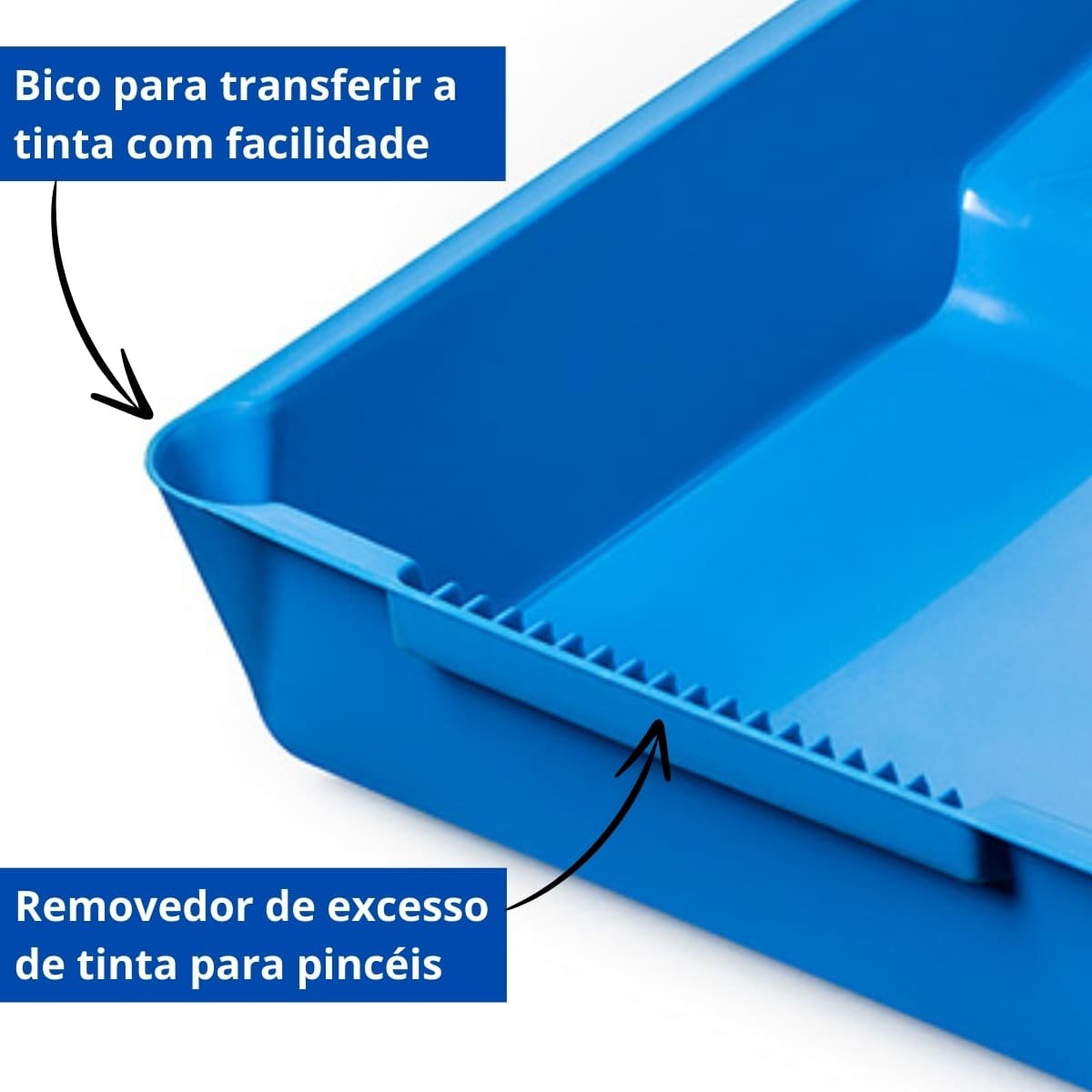 Pad para Pintura Acabamento Recorte Cantos em Parede + Bandeja Pequena 250ml Plástica Azul - 8