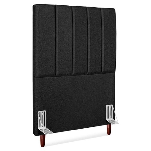 Cabeceira Solteiro 90 Cm com Frame Carla Linho Preto Artte