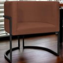 Ver imagem 7 de Poltrona Decorativa para Recepção Luna Suede Base de Ferro Preta - Terracota, Suede