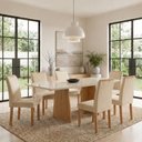 Ver imagem 1 de Conjunto de Mesa de Jantar 6 Lugares com Vidro 160x80cm Lyra Cinamomo Off White