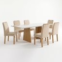 Ver imagem 2 de Conjunto de Mesa de Jantar 6 Lugares com Vidro 160x80cm Lyra Cinamomo Off White