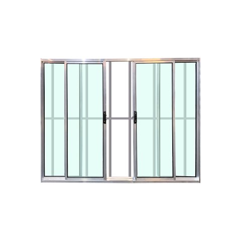 Janela de Correr 4 Folhas com Grade de Alumínio Brilhante 120x120