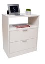 Ver imagem 1 de Kit 2 Mesas de Cabeceira Off White 60cm de Altura por 50 Cm com 2 Gavetas com Fundo Enviamos Montado