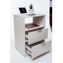 Ver imagem 3 de Kit 2 Mesas de Cabeceira Off White 60cm de Altura por 50 Cm com 2 Gavetas com Fundo Enviamos Montado