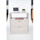 Ver imagem 2 de Kit 2 Mesas de Cabeceira Off White 60cm de Altura por 50 Cm com 2 Gavetas com Fundo Enviamos Montado
