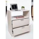 Ver imagem 4 de Kit 2 Mesas de Cabeceira Off White 60cm de Altura por 50 Cm com 2 Gavetas com Fundo Enviamos Montado