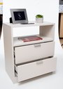 Ver imagem 4 de Kit 2 Mesas de Cabeceira Off White 60cm de Altura por 50 Cm com 2 Gavetas com Fundo Enviamos Montado