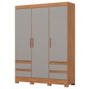 Ver imagem 1 de Guarda Roupa Casal 3 Portas 4 Gavetas 163 Cm B55 Nature Cinza Briz