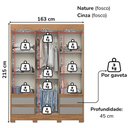 Ver imagem 5 de Guarda Roupa Casal 3 Portas 4 Gavetas 163 Cm B55 Nature Cinza Briz