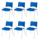 Ver imagem 2 de Cadeira Iso Base Branco Igreja, Escola, Escritório - Azul Kit 6 Peças