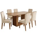 Ver imagem 1 de Mesa de Jantar Ariela Mdf com 6 Cadeiras Estofadas Suede Nude Molci