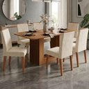 Ver imagem 2 de Mesa de Jantar Ariela Mdf com 6 Cadeiras Estofadas Suede Nude Molci