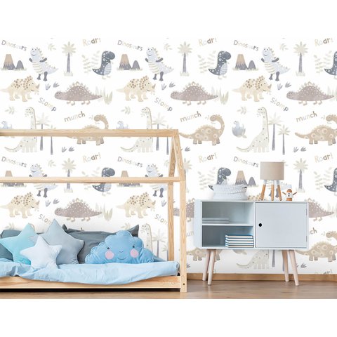 Papel de Parede Infantil - Dinossauros Tiny Tots Arte Destaque 3 Metros