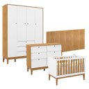 Ver imagem 1 de Quarto de Bebê Unique 4 Portas com Cômoda 6 Gavetas e Painel Farm Branco Soft Freijó Eco Wood - Mati
