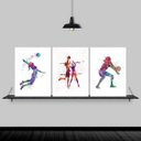 Ver imagem 2 de Kit 3 Quadros Decorativos Volleyball 45x34cm - com vidro:Madeira preta