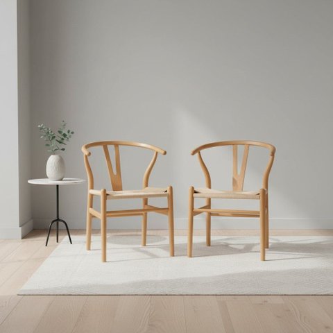 Kit 2 Cadeiras Jantar Clássica Trançada Madeira Valentina Rivatti