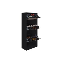 Armário Multiuso Sapateira Tropical 3 Portas Multiuso Vertical  Preto - Kit c 2 -  Poquema Móveis - 5