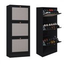 Ver imagem 2 de Armário Multiuso Sapateira Tropical 3 Portas Multiuso Vertical Preto - Kit c 2 - Poquema Móveis