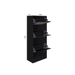 Armário Multiuso Sapateira Tropical 3 Portas Multiuso Vertical  Preto - Kit c 2 -  Poquema Móveis - 4