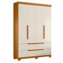 Ver imagem 4 de Guarda Roupa Solteiro Doble 04 Portas e Cômoda Belize Plus Cinamomo Off White - Móveis Albatroz