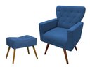 Ver imagem 1 de Kit Poltrona Decorativa Aurora + 1 Puff Retangular Suede Azul Marinho Pés Madeira Ms Decor