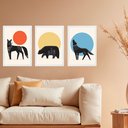 Ver imagem 1 de Kit 3 Quadros Decorativos Animais Boho 33x24cm - com Vidro:moldura Branca