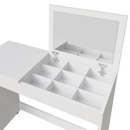 Penteadeira Organizadora com Espelho Paris para Quarto Menina - Branco - 6