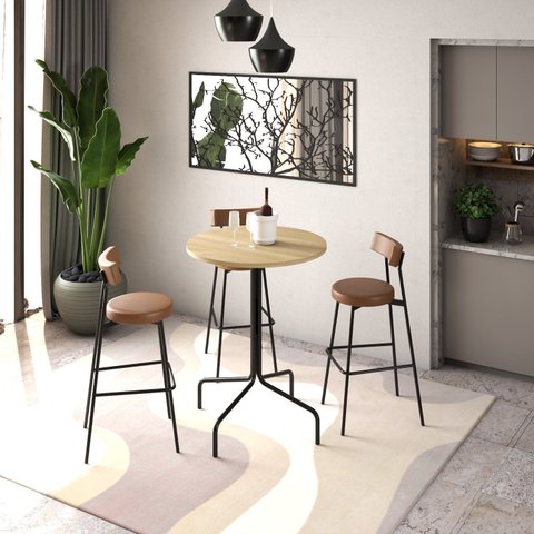 Mesa Bistrô Barcelona 80cm Marrom/Ciliegio