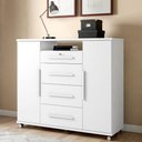 Ver imagem 2 de Comoda 4 Gavetas 2 Portas 1 Nicho com Rodizios Versa 135 cm Branco Absoluto Zanz
