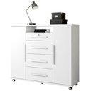 Ver imagem 1 de Comoda 4 Gavetas 2 Portas 1 Nicho com Rodizios Versa 135 cm Branco Absoluto Zanz