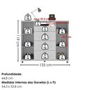 Ver imagem 3 de Comoda 4 Gavetas 2 Portas 1 Nicho com Rodizios Versa 135 cm Branco Absoluto Zanz