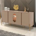 Ver imagem 2 de Aparador Buffet Tambau Sala 4 Portas Pés em Aço Led Interno Fendi/carvalho