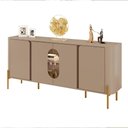 Ver imagem 1 de Aparador Buffet Tambau Sala 4 Portas Pés em Aço Led Interno Fendi/carvalho