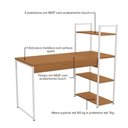 Ver imagem 5 de Mesa Escrivaninha Industrial Office com Estante MDF MDP 136cm Canela Branco Kappesberg