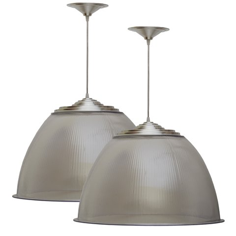 Kit 2 Pendente Prismatico Poptem 22" Canopla Pequena Cristal Lustre Acrílico Lustre 55cm