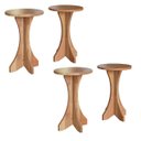 Ver imagem 3 de Conjunto Mesa de Jantar Redonda 90cm 4 Banquetas Madeira Maciça Geovani Amêndoa Cbmjrb90