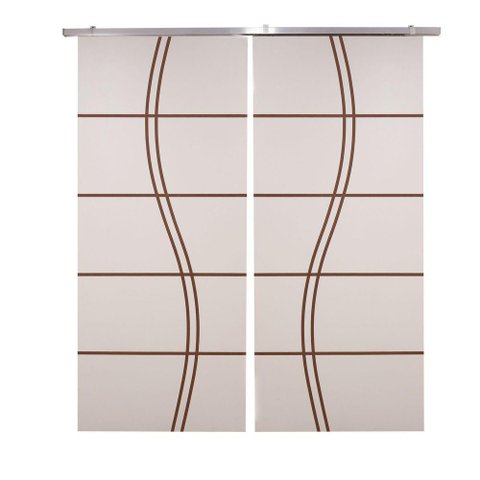 Porta Dupla Branco Prime Frisada Kit Alumínio Fs Duplo - 210x120