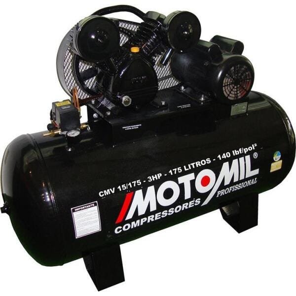 Compressor de Ar Motomil CMW-15/175, 3 HP, 175 litros, Monofásico - 1