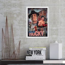 Quadro Poster do Filme Rocky 33x24cm:madeira Branca - 1