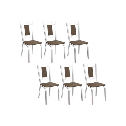 Cadeira Sala de Jantar Florença 2c005 Aço Kit 6 Uni Cromado-marrom 21 - Kappesberg