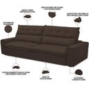 Ver imagem 5 de Sofá Retrátil Reclinável para Sala de Estar Living 250cm Dimas F04 Veludo Marrom
