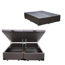 Ver imagem 1 de Cama Báu Box Base King Size Bipartido Blindado Sintético Marrom com Pistão a Gás. Rc