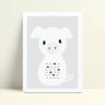 quadro decoração de quarto infantil filhote porco branco - 1