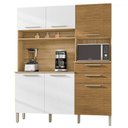 Ver imagem 2 de Armário de Cozinha com Balcão Huge 6 Portas 2 Gavetas Ripado 3d Freijó/supremo - Pnr Móveis