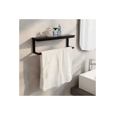 Toalheiro Porta Toalhas de Parede Acessório para Banheiro Estilo Industrial Preto Laca