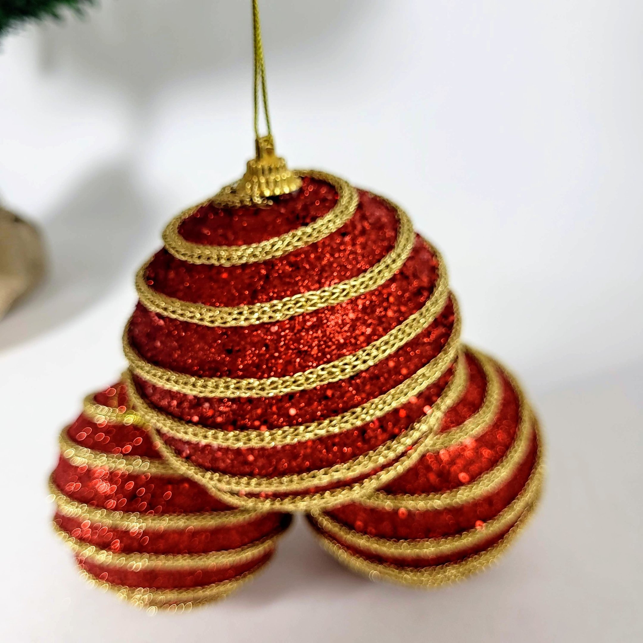 Bola De Natal Vermelha Decorada 8cm Para Árvore Kit 3pc - 2