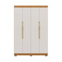 Ver imagem 2 de Guarda-Roupa Solteiro Monza 4 Portas 3 Gavetas 100% MDF Off White/Cerejeira/Nevaska