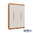 Ver imagem 5 de Guarda-Roupa Solteiro Monza 4 Portas 3 Gavetas 100% MDF Off White/Cerejeira/Nevaska