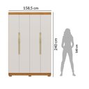 Ver imagem 3 de Guarda-Roupa Solteiro Monza 4 Portas 3 Gavetas 100% MDF Off White/Cerejeira/Nevaska